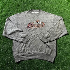 Vintage‎ 90s Denver Broncos Embroidered Sweatshirt Grey Pro Player Men’s Large